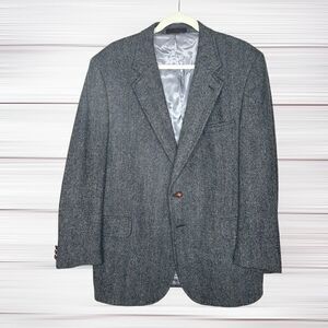 Christopher Brooks Gray Wool Two-Button Single Vent Herringbone Sport Coat 42R